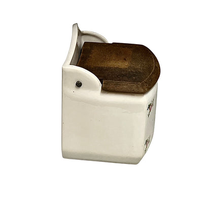 Vintage French Saint-Uze Ceramic Salt Box – Wall-Mounted Sel Crock with Lid