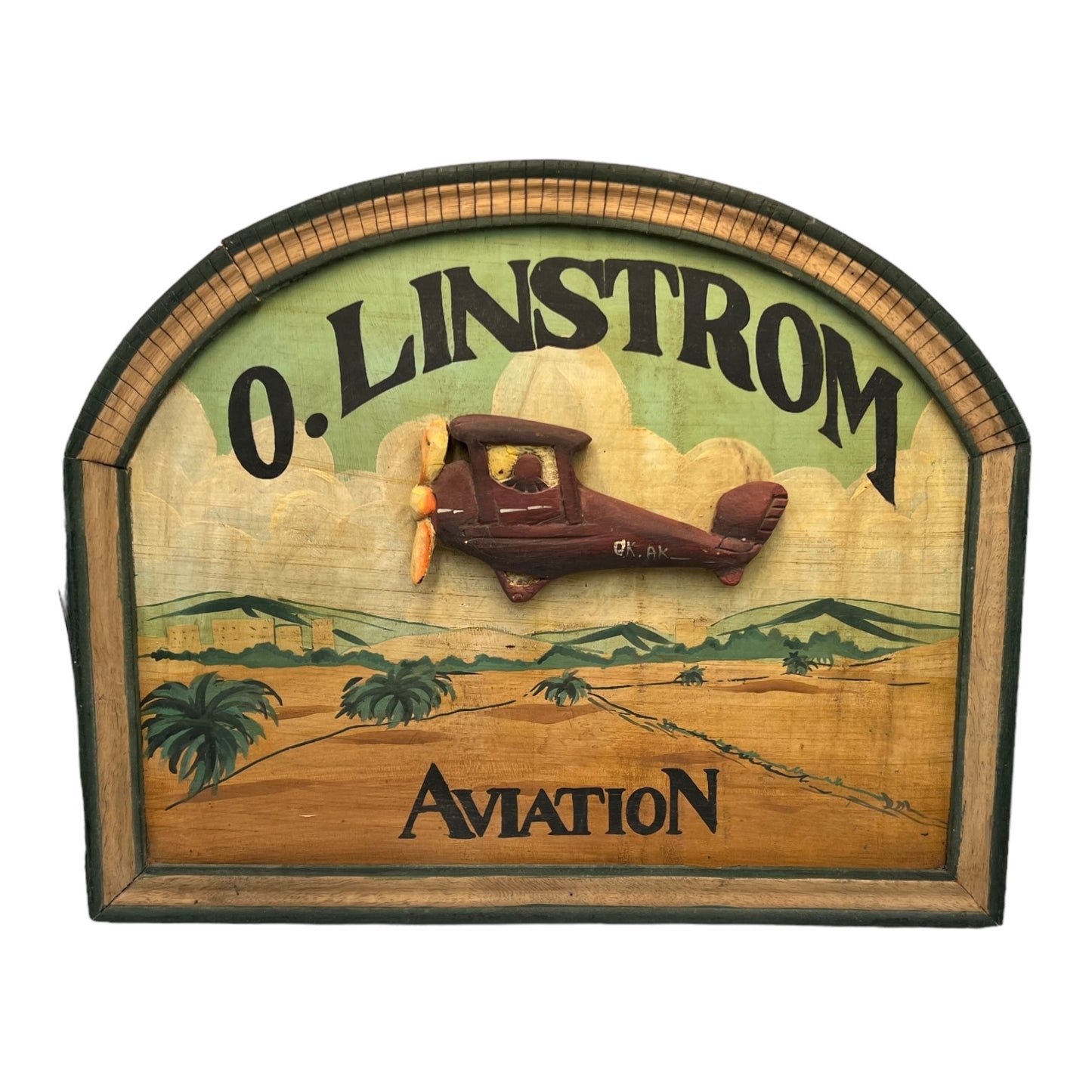 Wooden Shabby Chic 3D Picture Sign, Linstrom Aviation Decorative Plaque