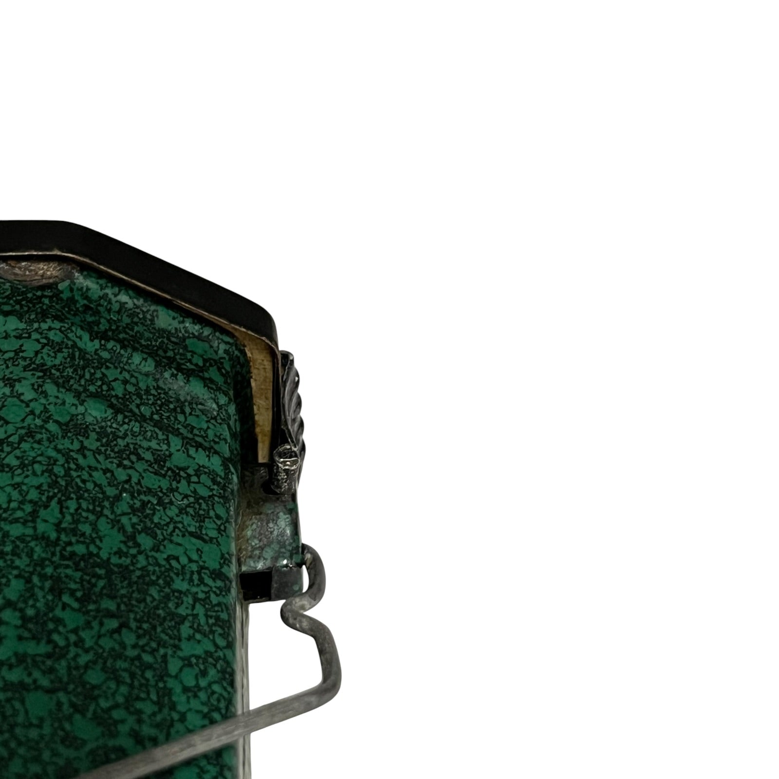 Close up of a French enamel lunch box on a white background