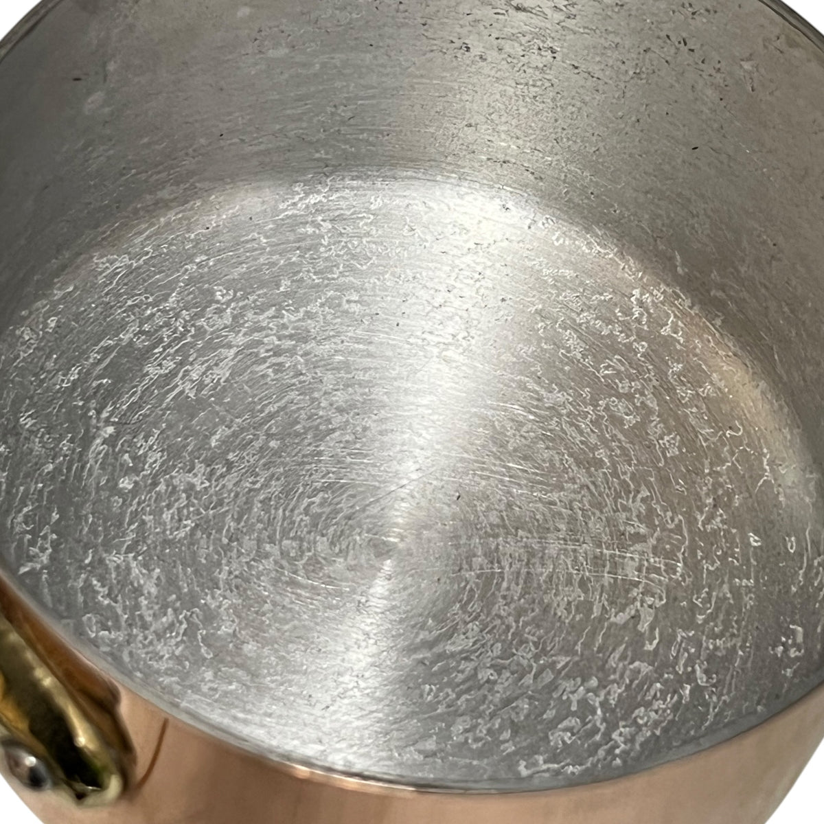 Vintage French Copper Saucepan – 10cm Small Aluminium Lined Pan with Brass Handle