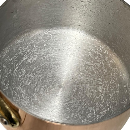 Vintage French Copper Saucepan – 10cm Small Aluminium Lined Pan with Brass Handle