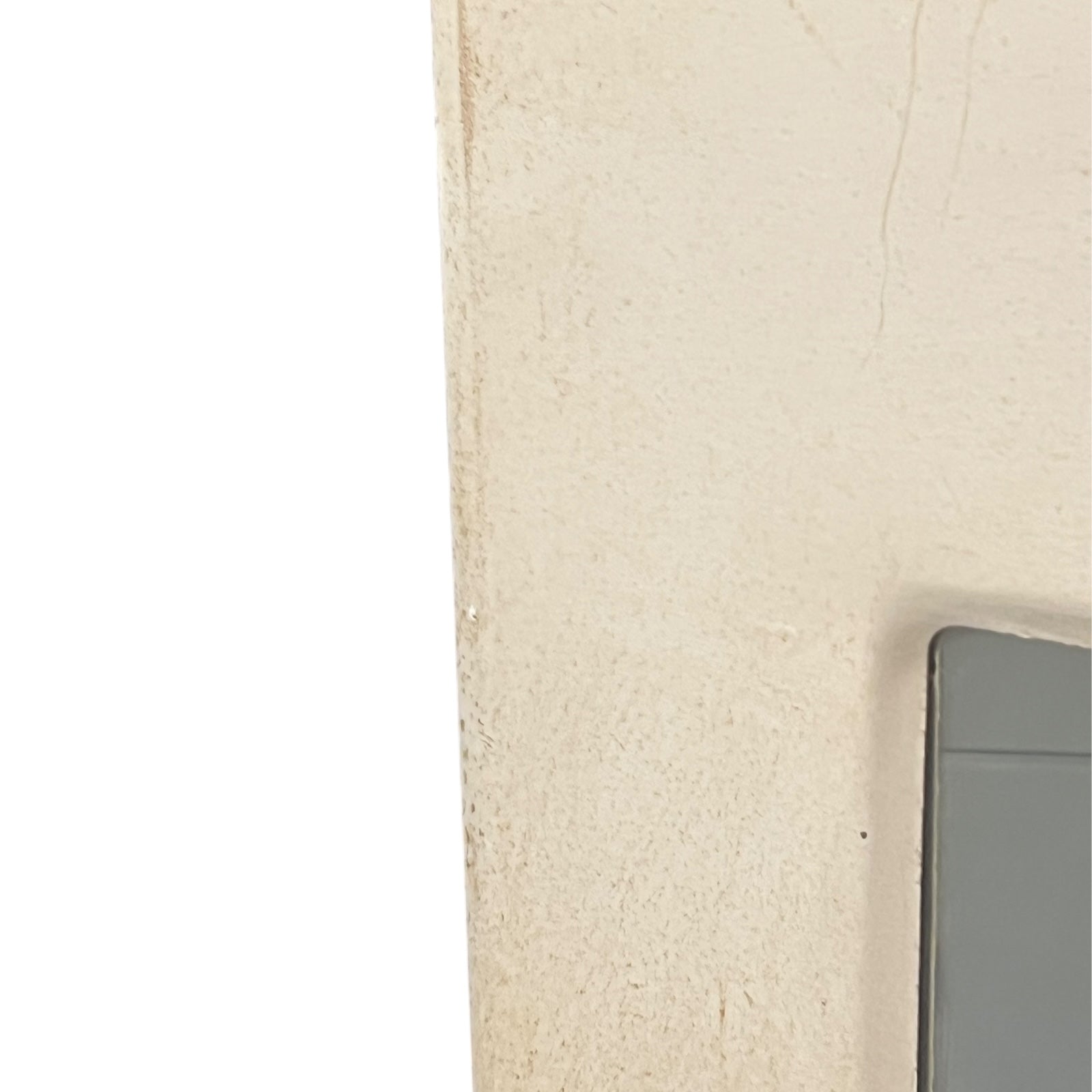 Close-up of a bathroom cabinet door.