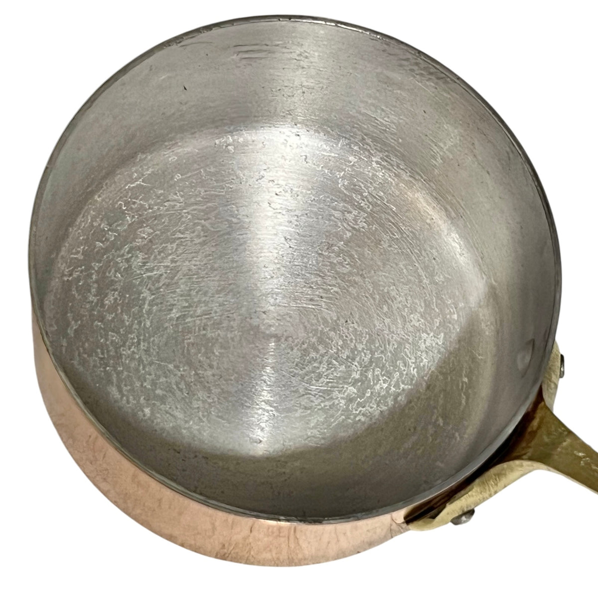 Vintage French Copper Saucepan – 10cm Small Aluminium Lined Pan with Brass Handle
