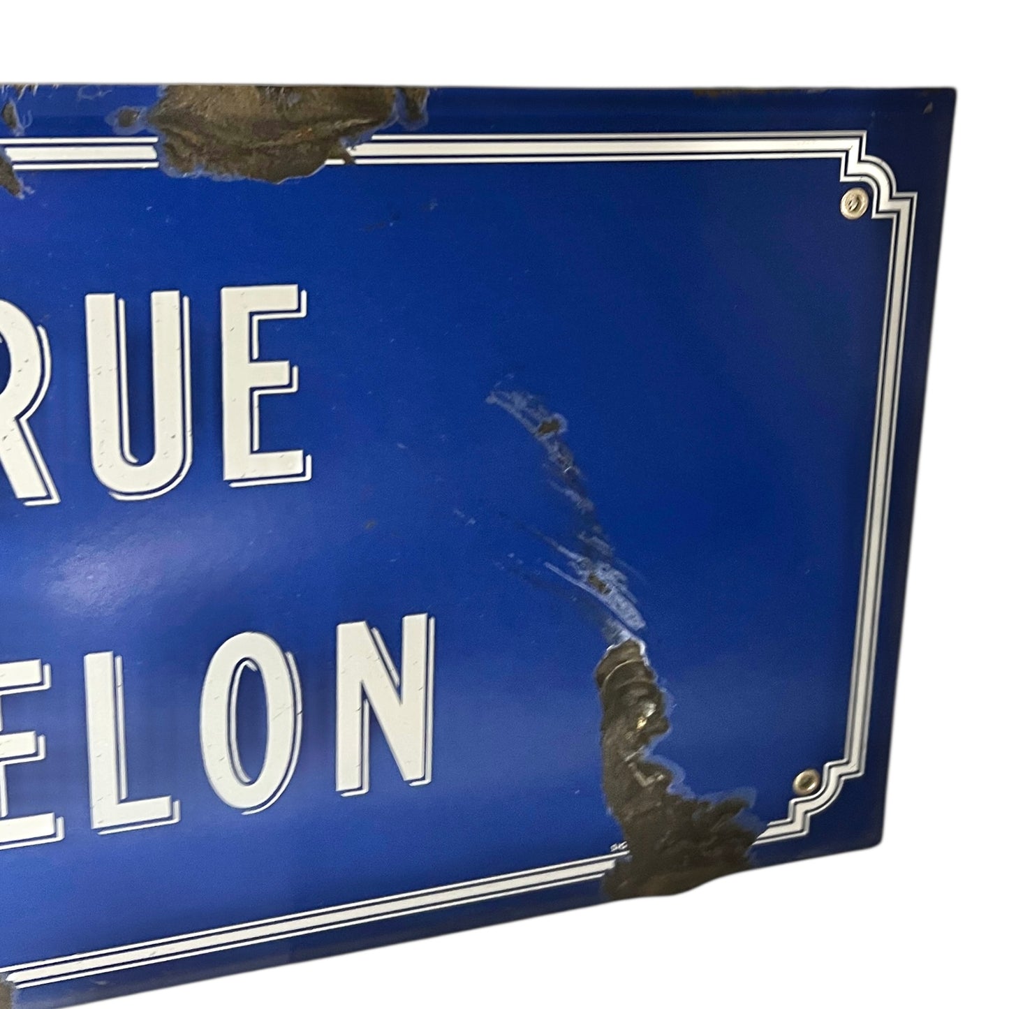 Close up of French road sign on a white background