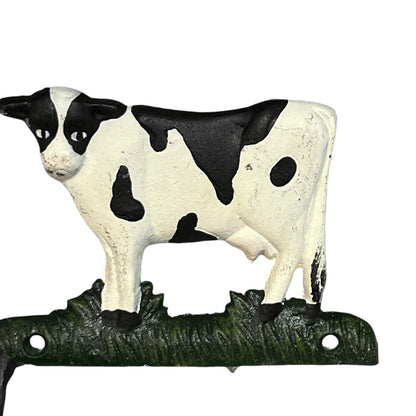 Farmhouse Cast Iron Cow Toilet Roll Holder | Vintage Style, Wall-Mounted