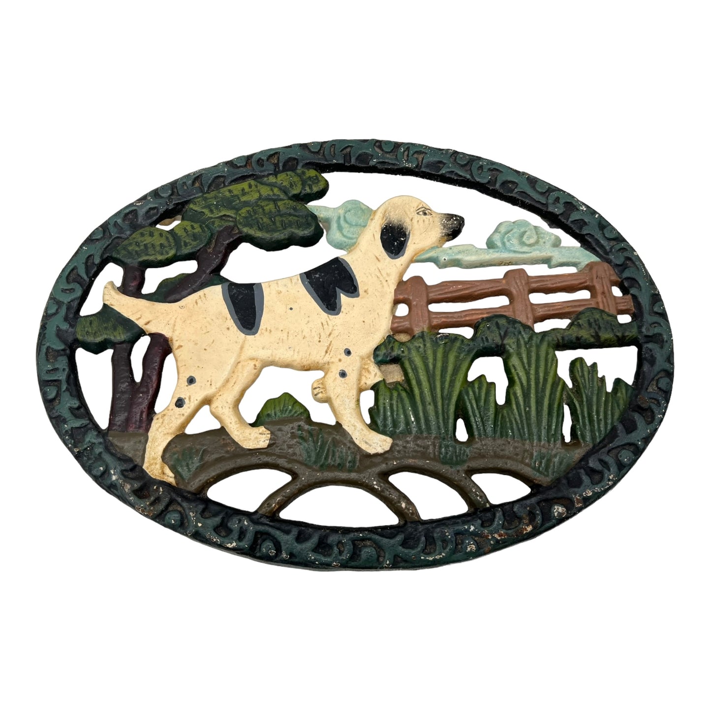 image French cast iron dog shaped pan trivet