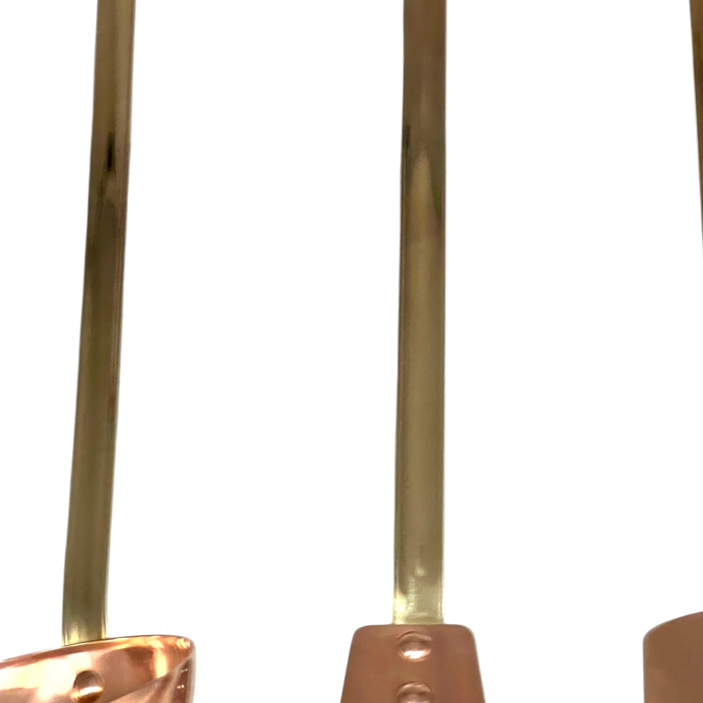 brass handles of copper utensils 