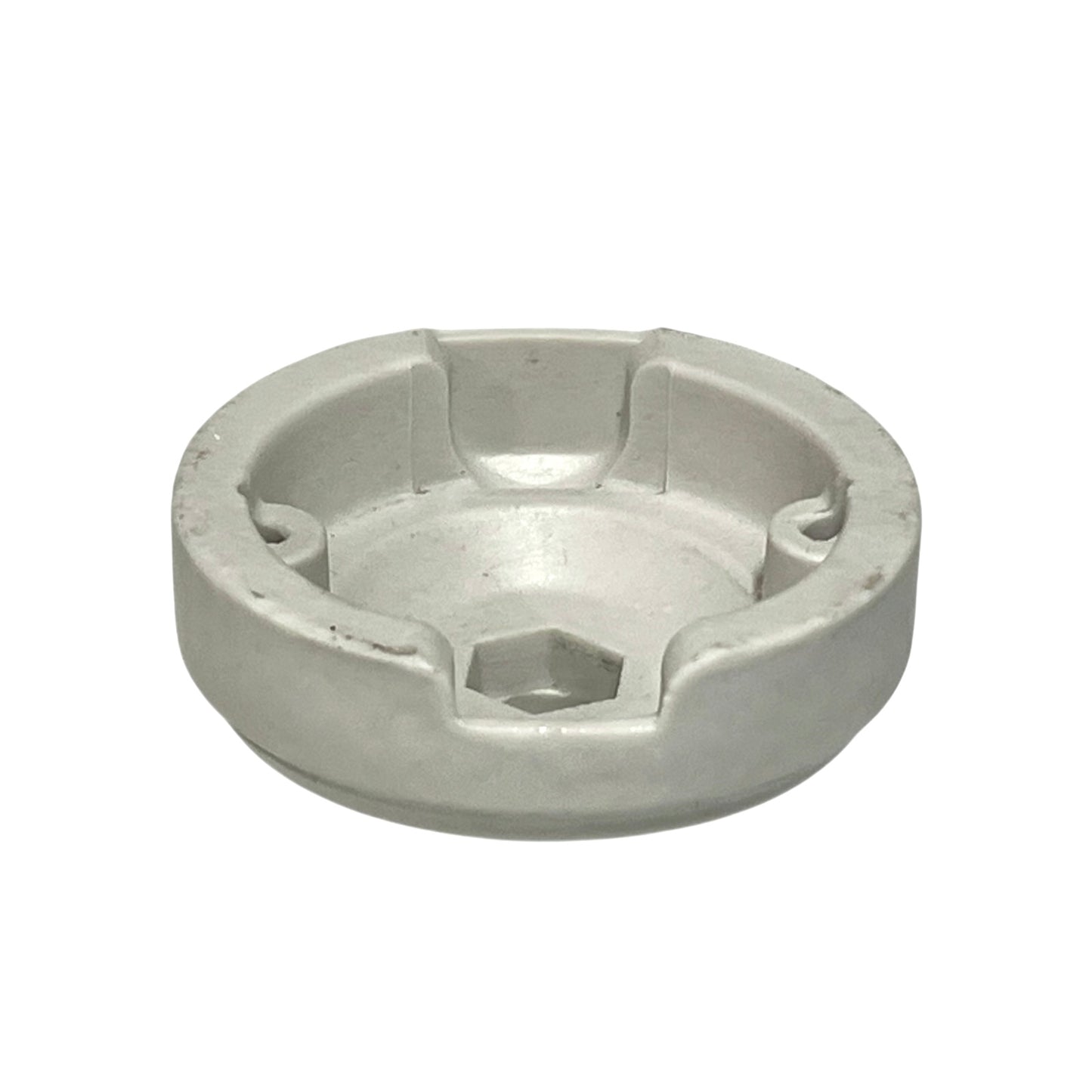 White ceramic French vintage ceiling rose on a white background