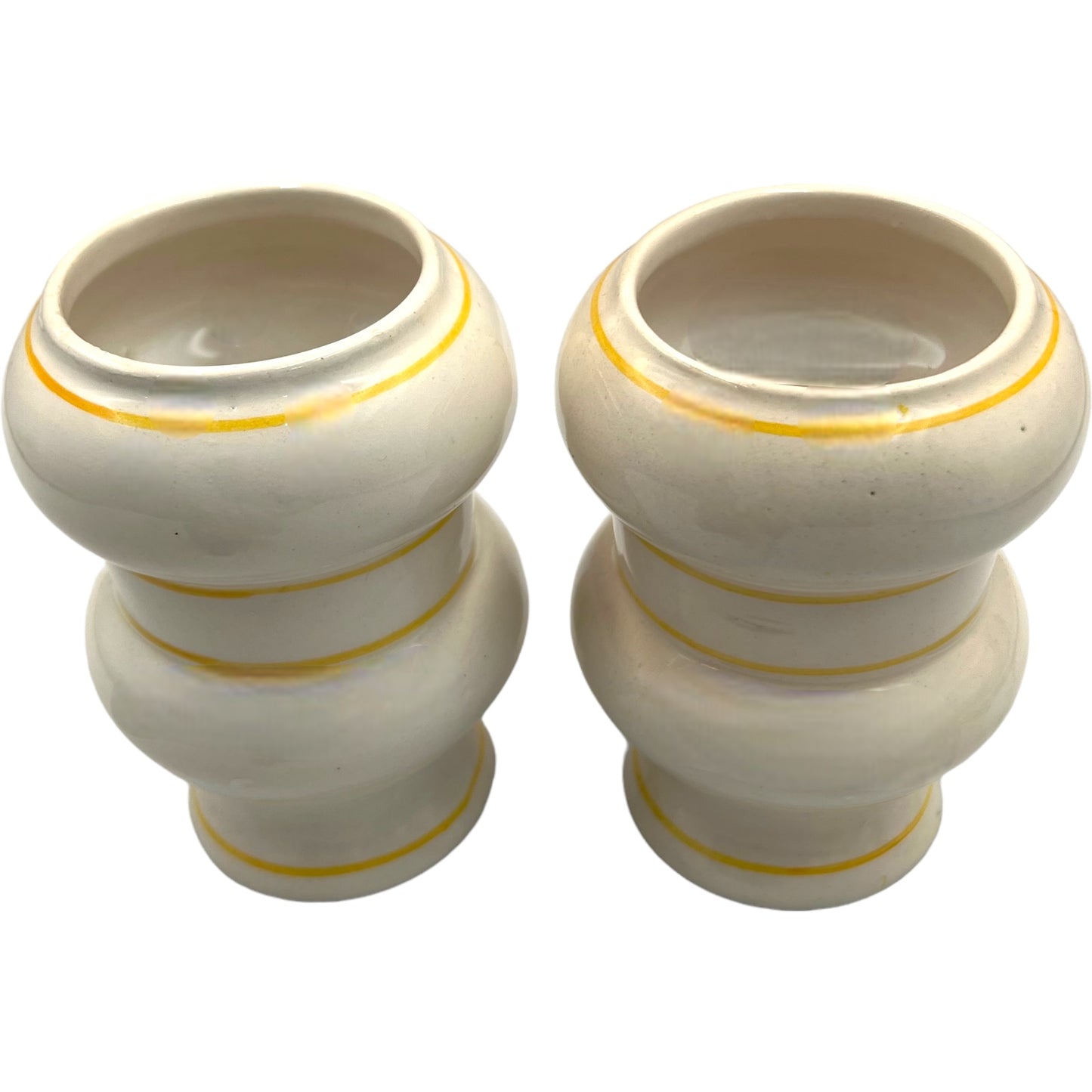 Pair of French vintage ceramic canisters for salt and pepper