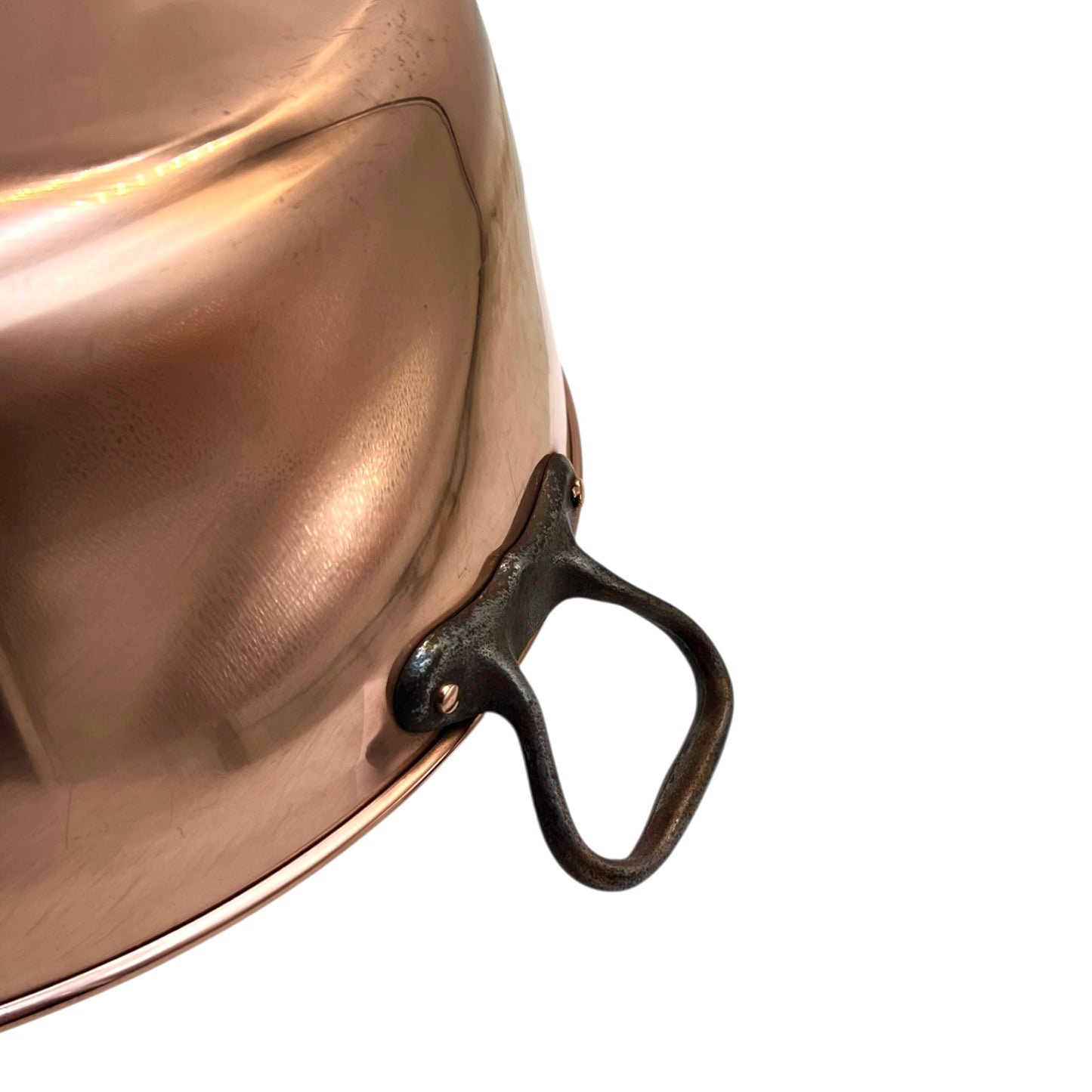 Close up of a copper sink on a white background 