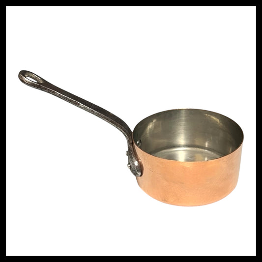 Small French Copper Pan, 12cm with tin lining ideal as a side dish pot for sale from All Things French Store
