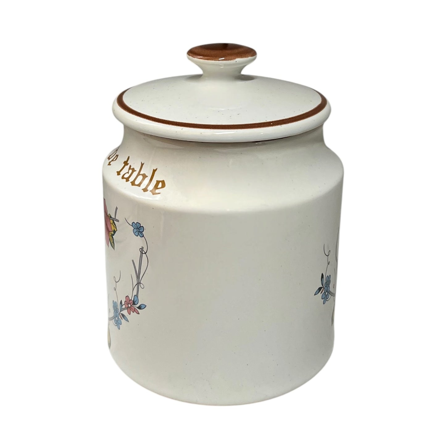 close up of a French table bin on a white background 