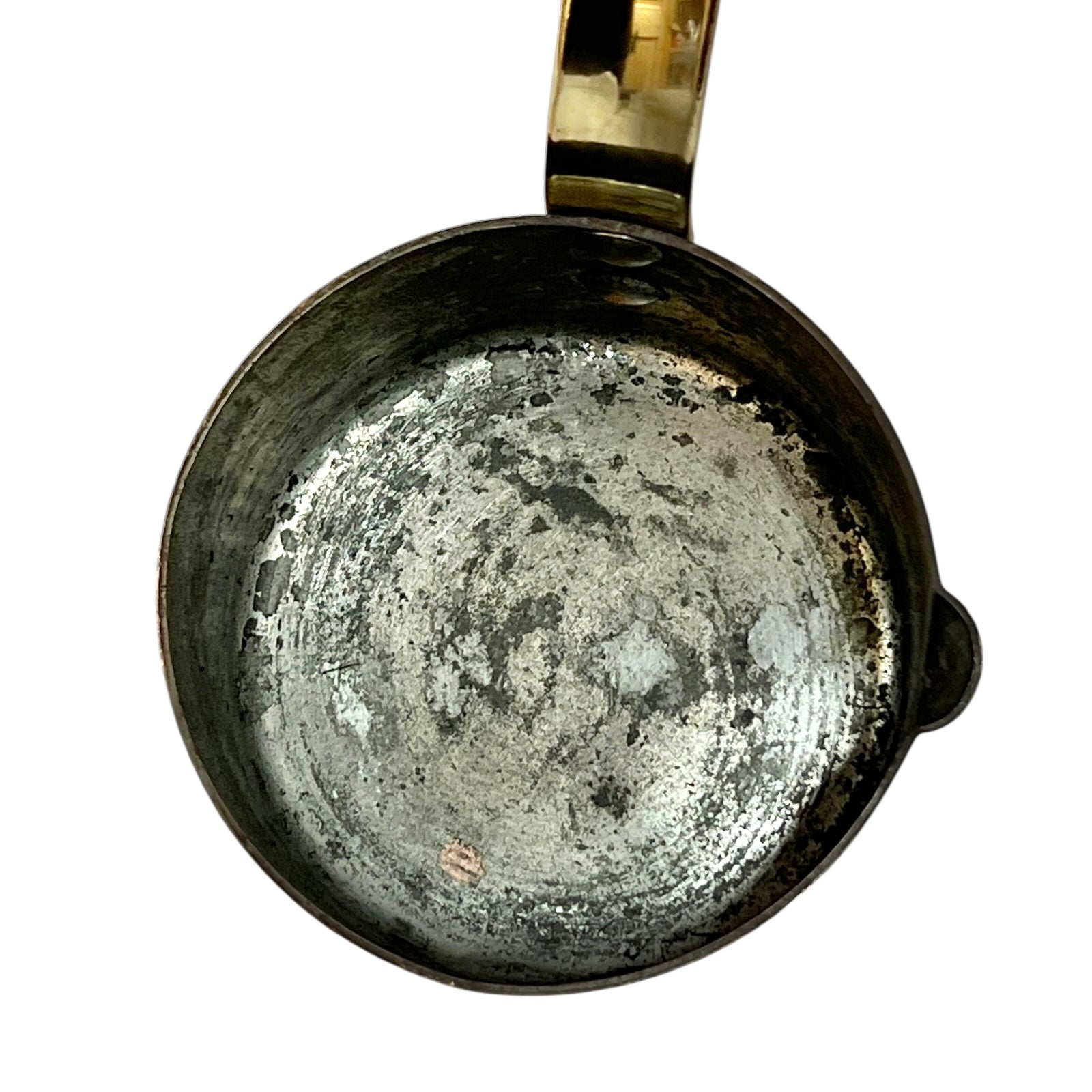 French copper ladle with a brass handle  on a white background