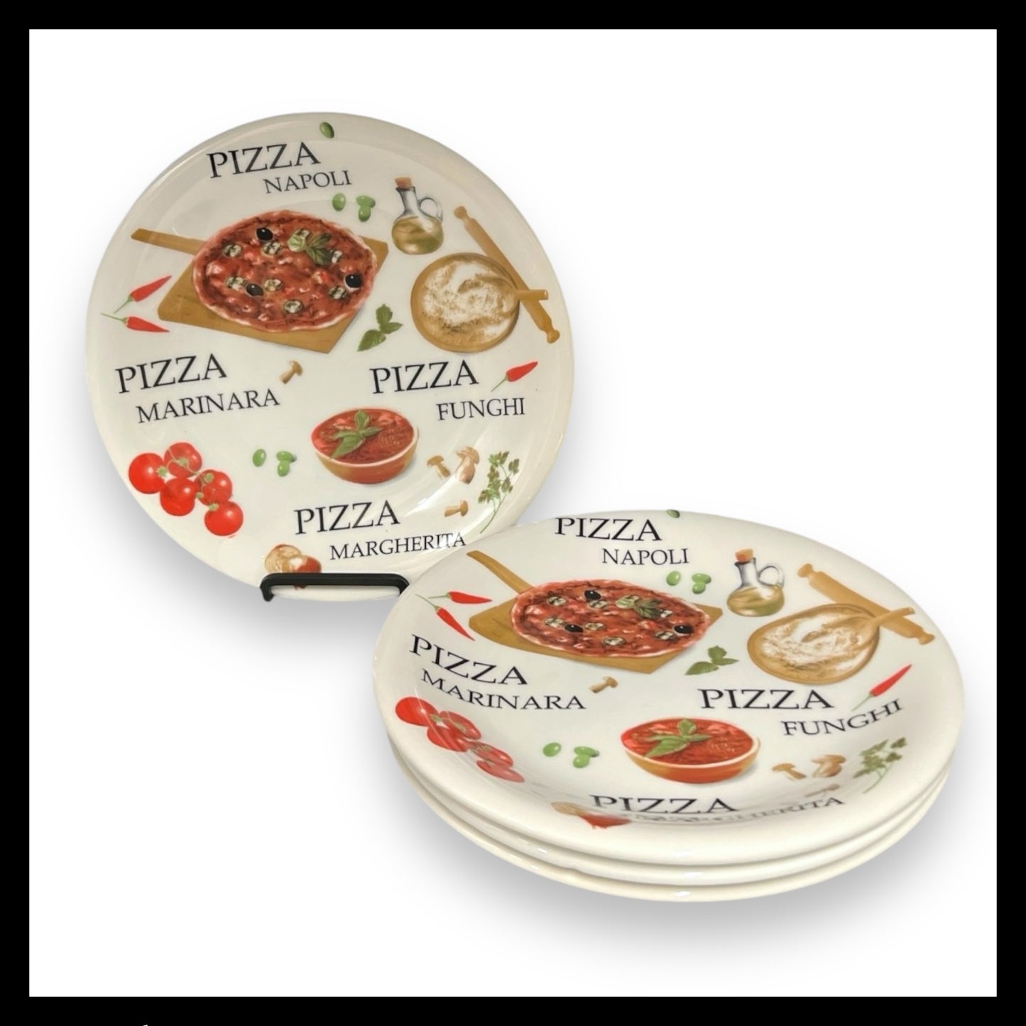 4 Italian Pizza Serving Plates made in Italy by Quadrifoglio Ceramics for sale from All Things French Store