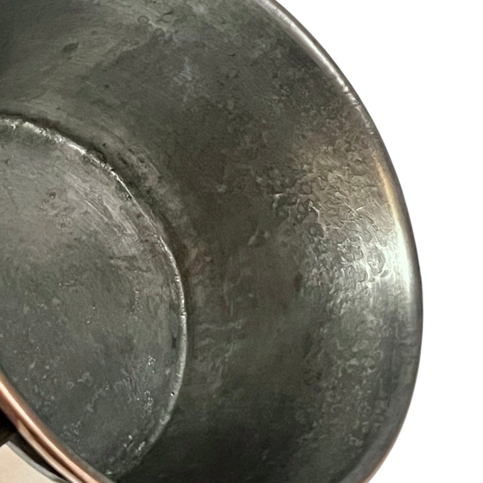 inside view of tin lined copper pan