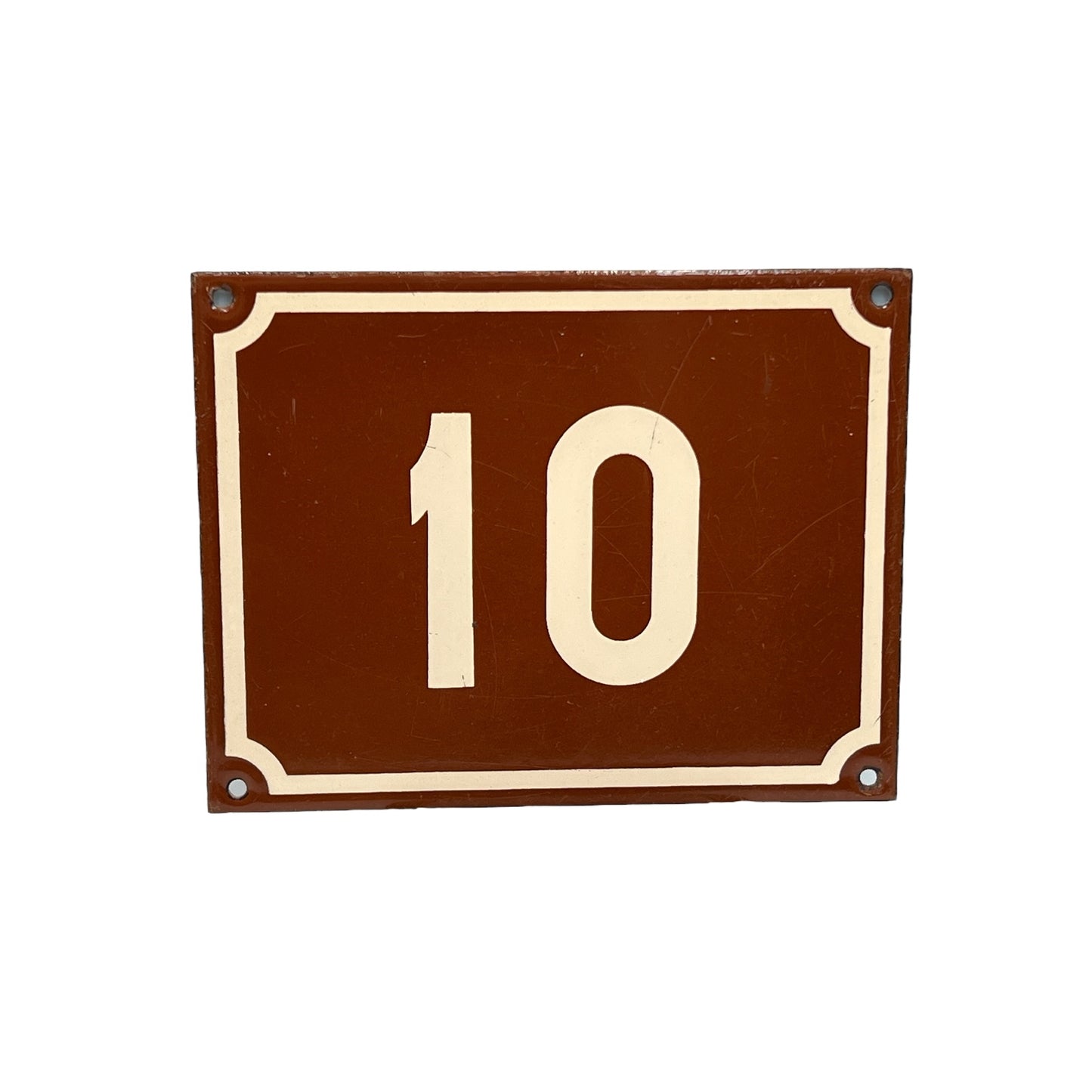 Vintage Number 10 French Enamel House Sign,