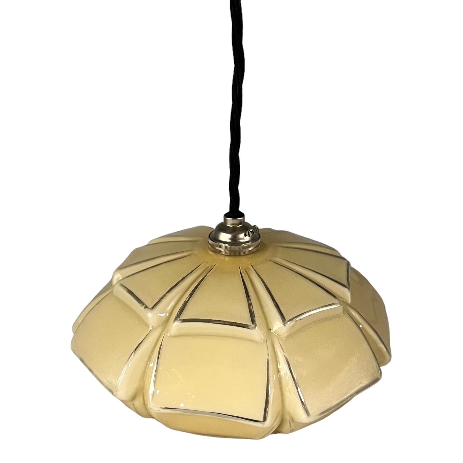 French hanging pendant light pale yellow new fittings 