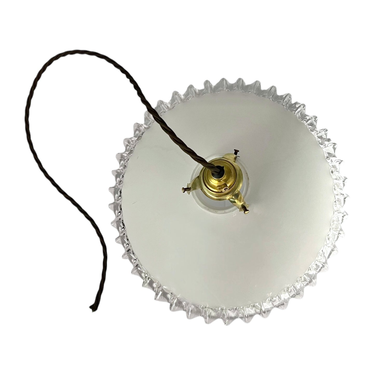 Vintage French Glass Ceiling Pendant Light, Milk Glass Hanging Lampshade