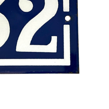 Original French Enamel House Number 132 Sign – Vintage Blue Metal Door Plaque
