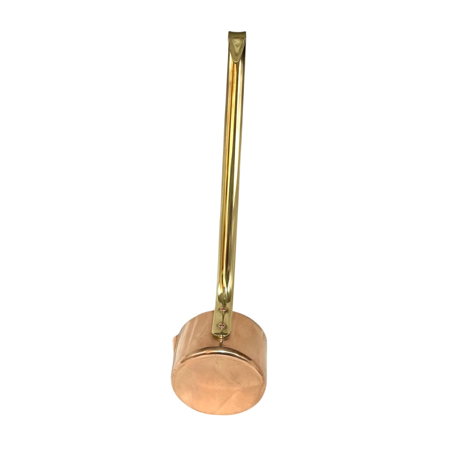 French copper ladle with a brass handle  on a white background