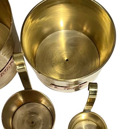 Set of 6 Vintage French Brass Cider Measuring Cups – Long-Handled Brocante Kitchen Decor