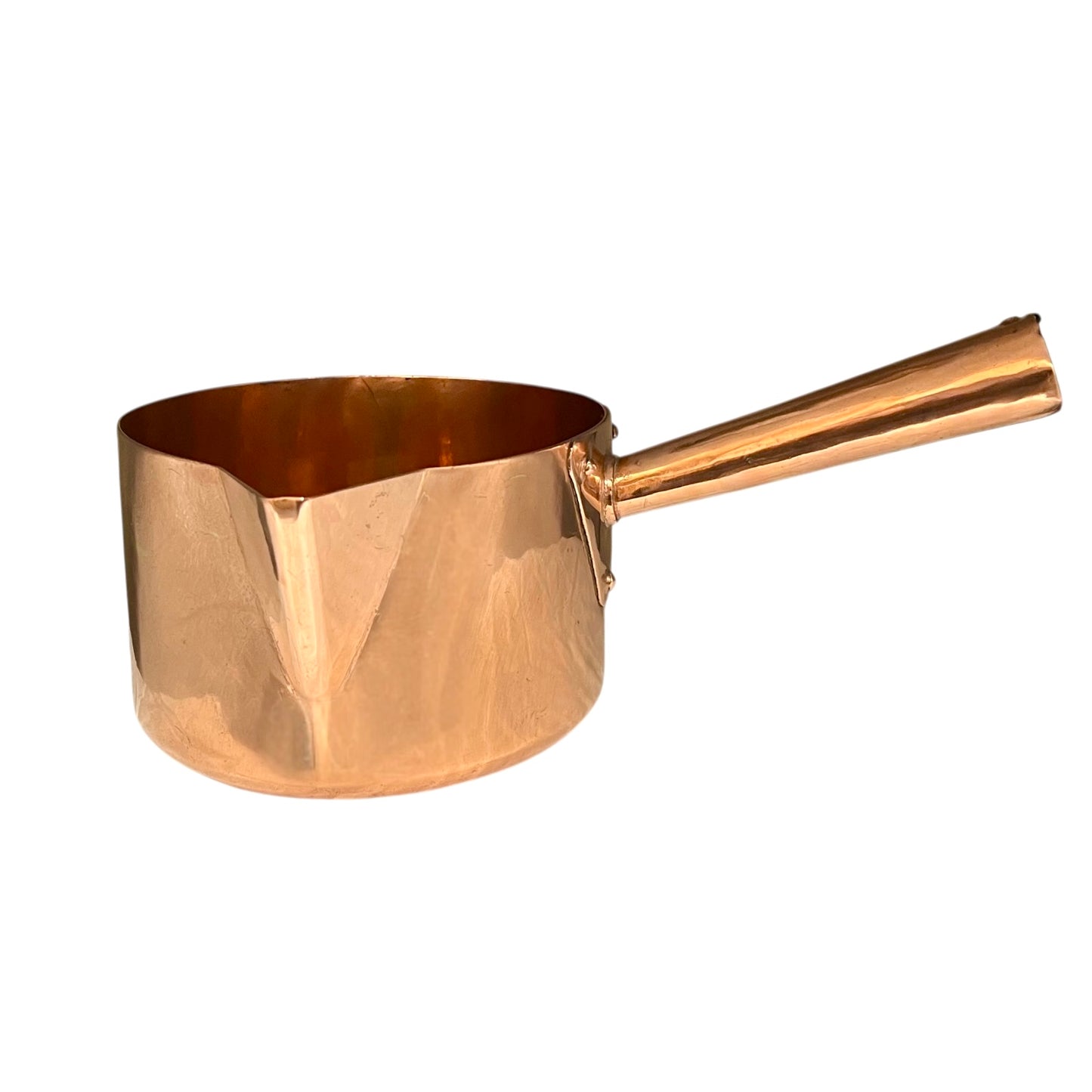 French copper sugar work or chocolate pan on a white background