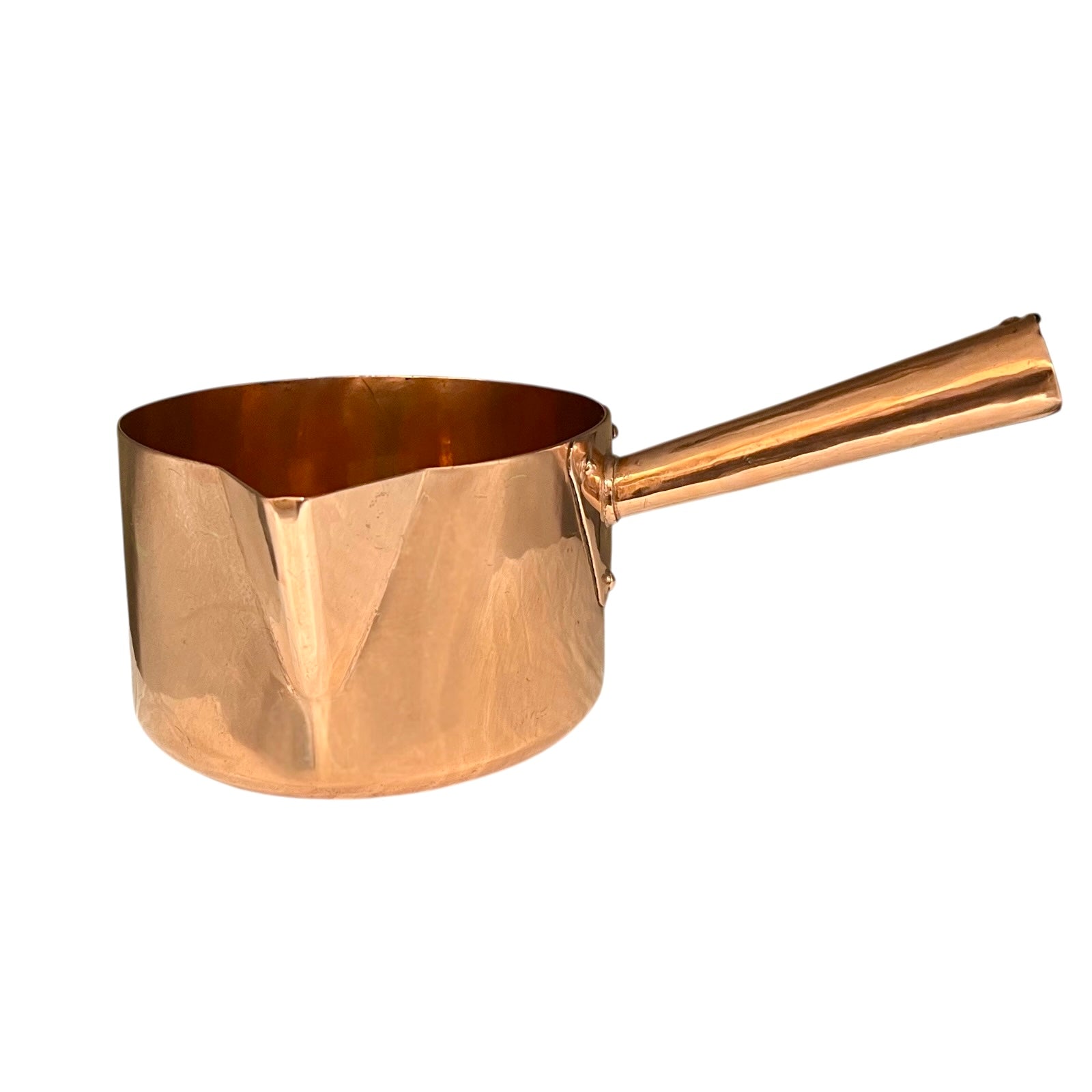 French copper sugar work or chocolate pan on a white background