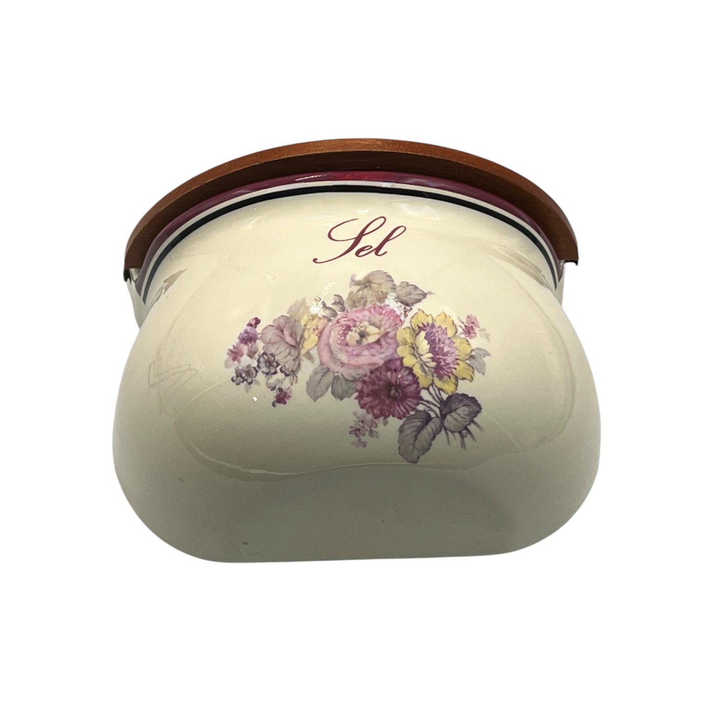 French Salt Cellar, Traditional Ceramic Sel Pot, Salt Pig with Wooden Lid