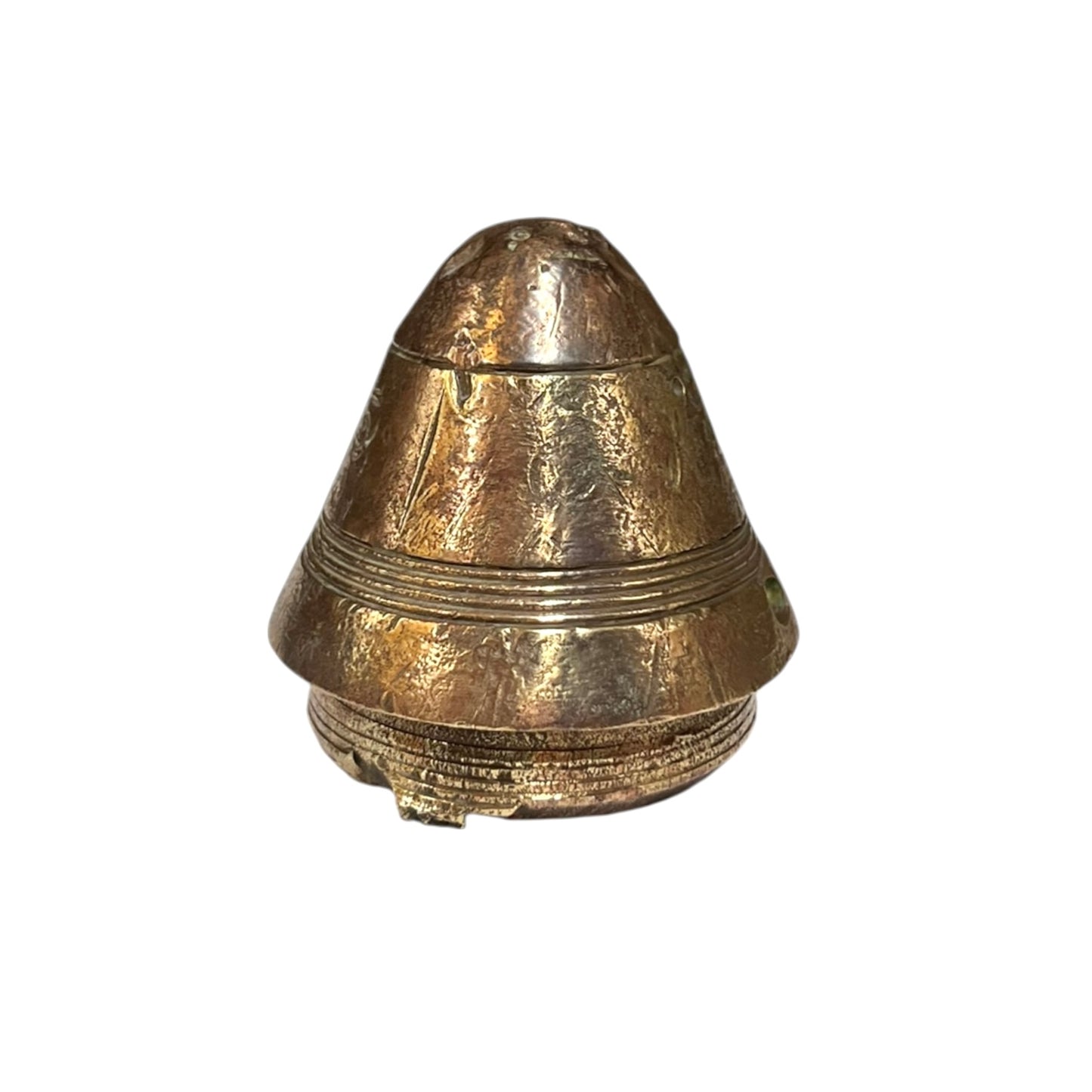 WW1 brass fuse paperweight on a white background 