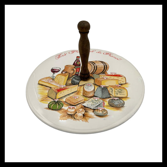 French shabby chic Revol porcelain cheese board with a wooden handle for sale from All Things French Store