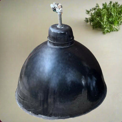 French Vintage Enamel Lampshade, Factory Industrial Ceiling Light, XL 50cm