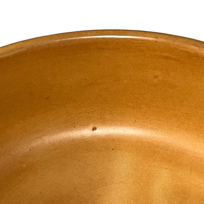 Close-up of a brown ceramic bowl with a smooth surface.