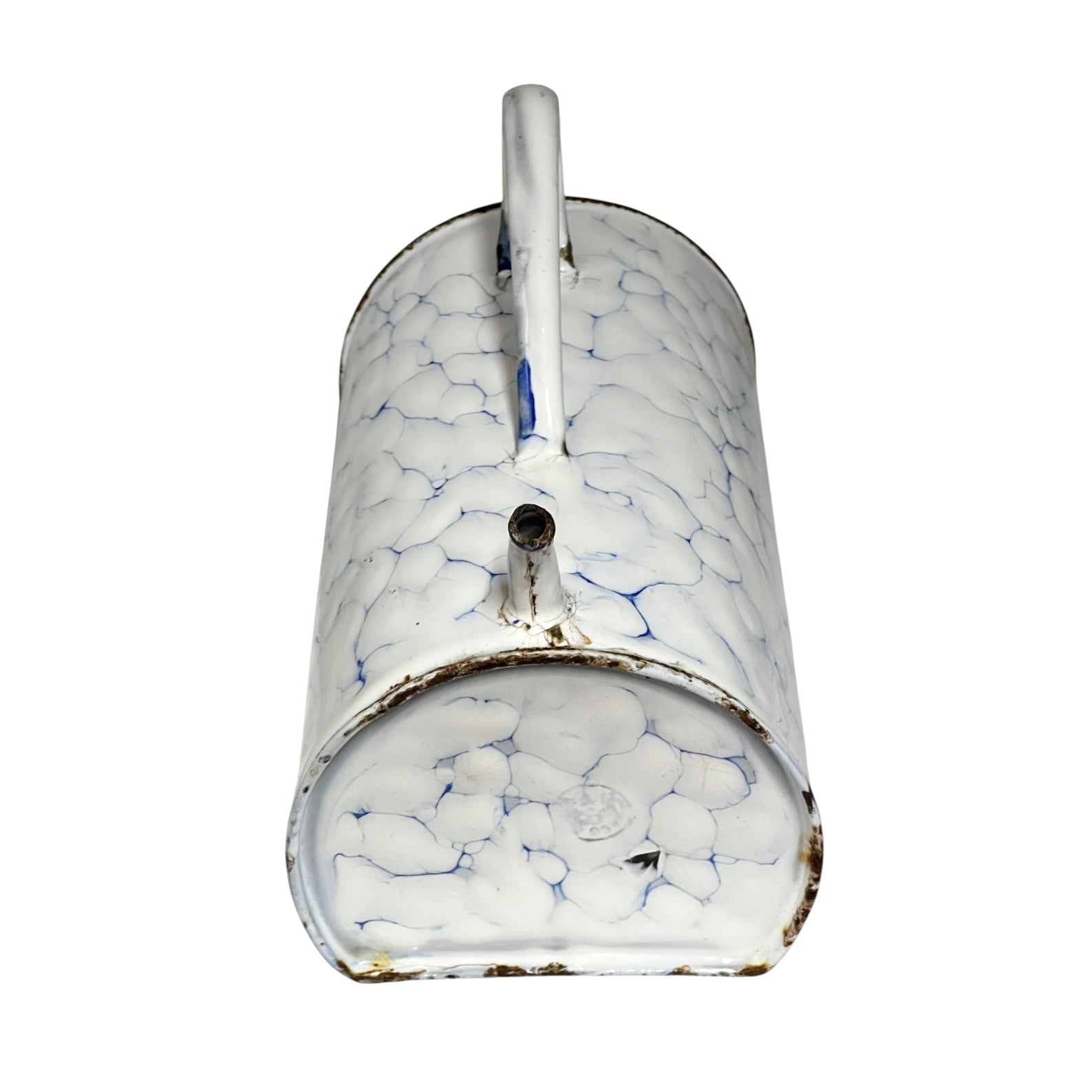 Base view of a vintage French enamel irrigator