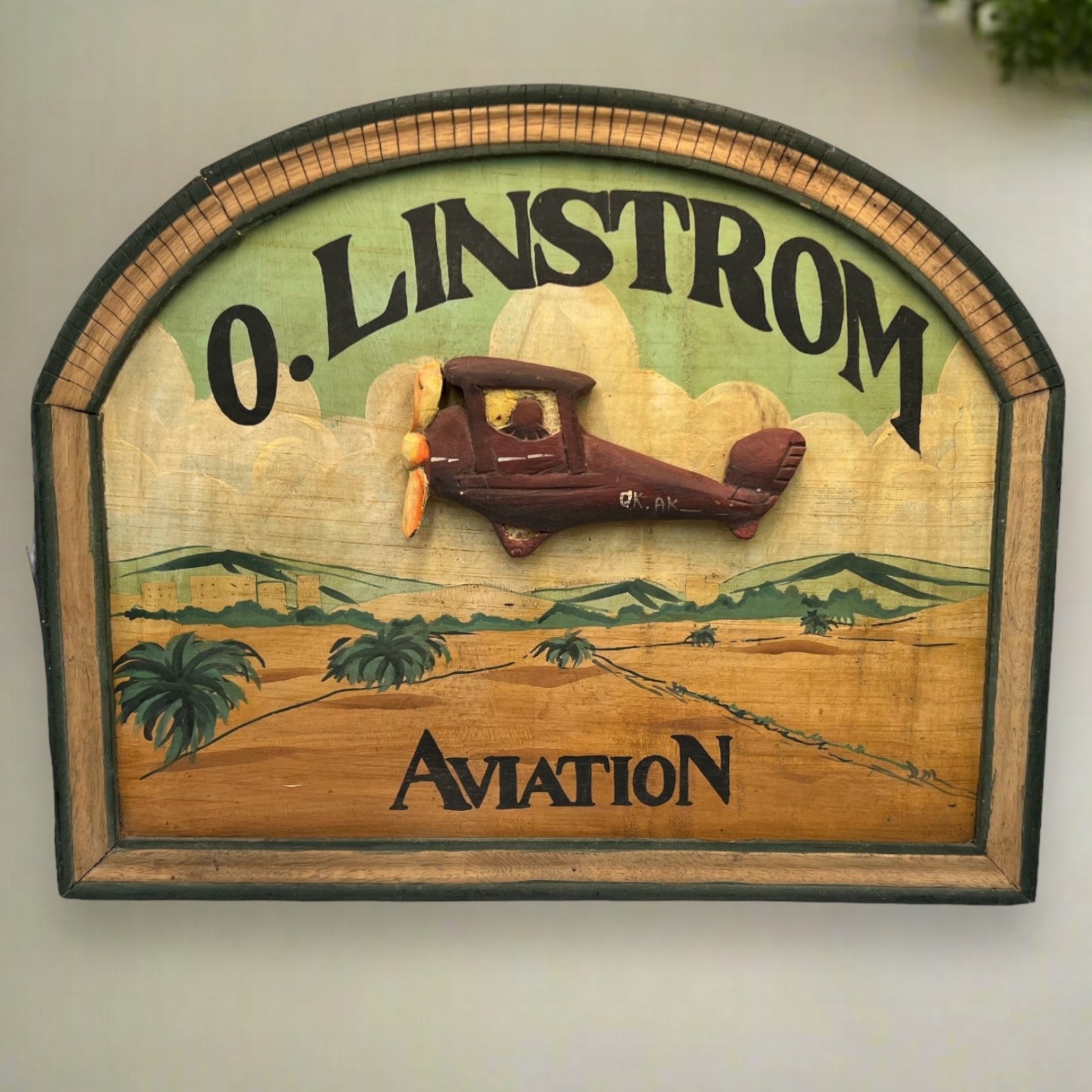 Wooden Shabby Chic 3D Picture Sign, Linstrom Aviation Decorative Plaque