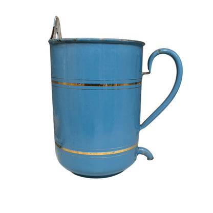 Vintage French Enamel Irrigator | White Wall Hung Planter Storage Pot or Shower Caddy