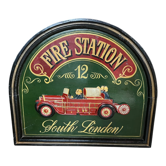 Vintage Country Corner 3D Wall Picture – “Fire Station South London”, Rustic Wooden Décor