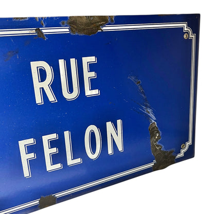 Close up of French road sign on a white background