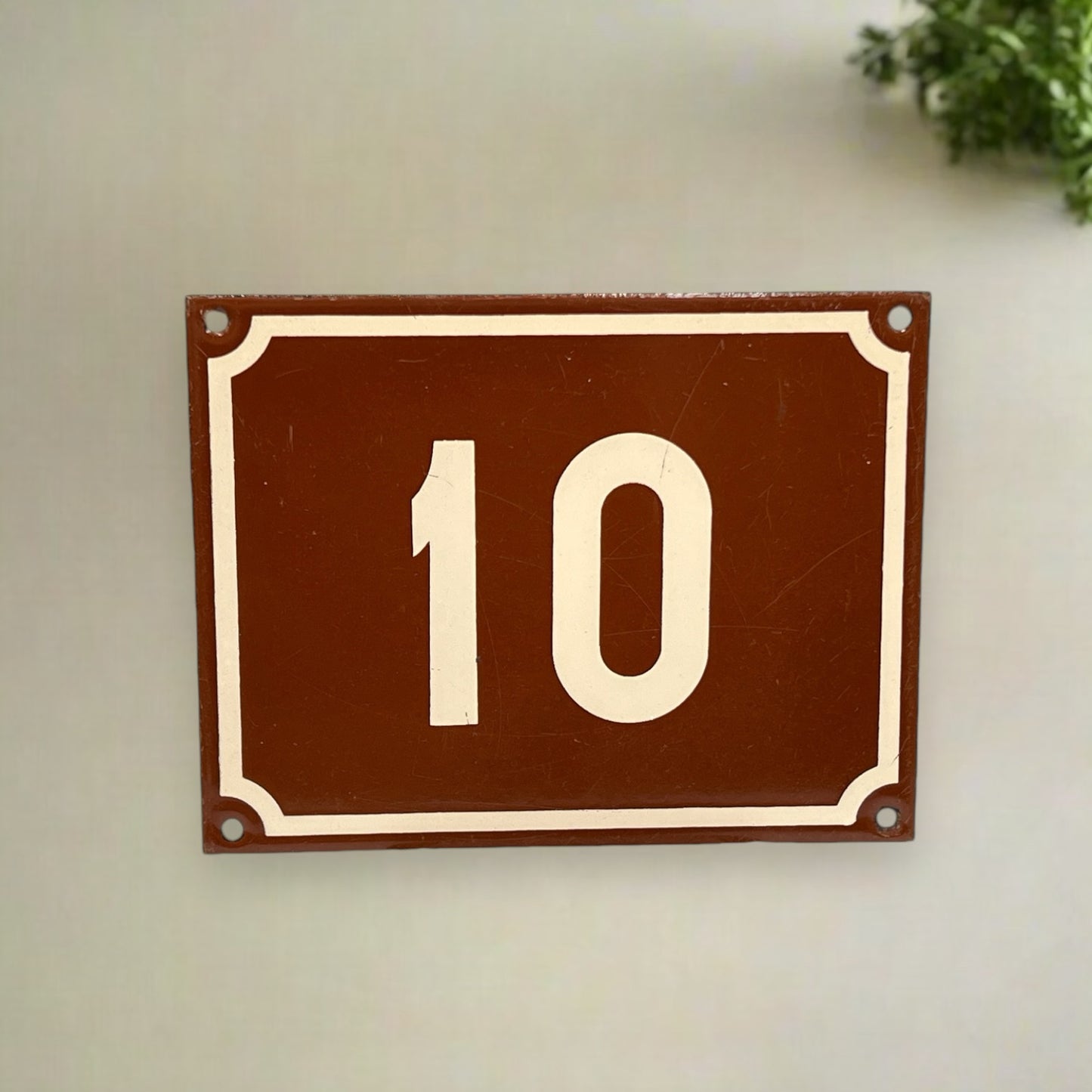 Vintage Number 10 French Enamel House Sign,