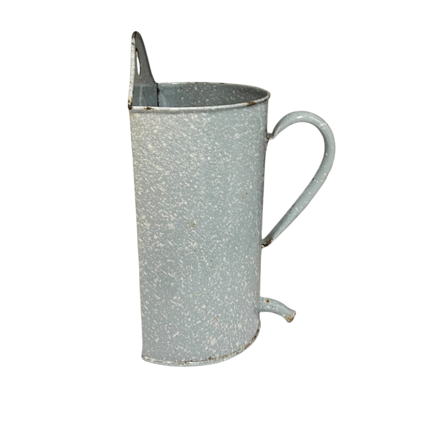 Vintage French Enamel Irrigator Pot – Rustic Garden Planter or Kitchen Wall Jug