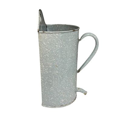 Vintage French Enamel Irrigator Pot – Rustic Garden Planter or Kitchen Wall Jug