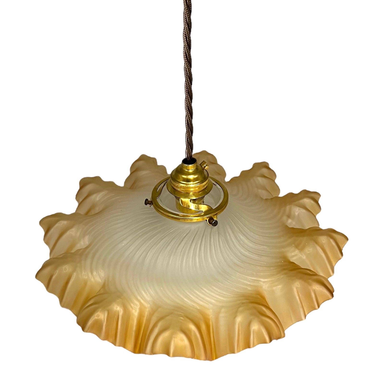 Vintage French Frosted Glass Ceiling Pendant Light view from above