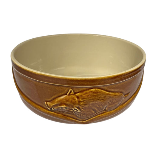 French Deep Pie Dish or Casserole Dish with a Boar Pattern, ideal for Game Pie