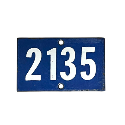 French blue and white enamel vintage door or gatepost numbers 