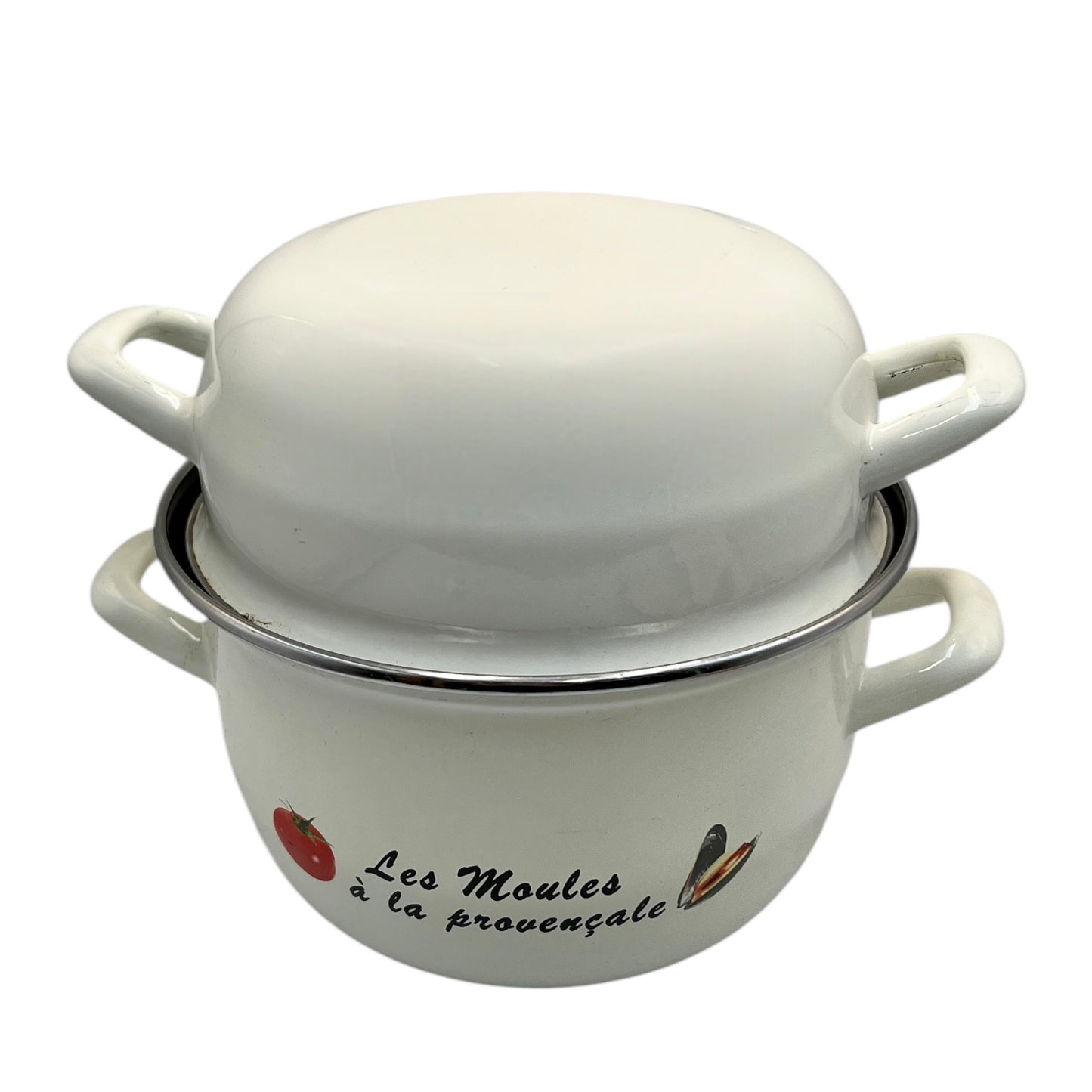 Enamel Mussels Pan, French Farmhouse Chic Les Moules Frites Pot 