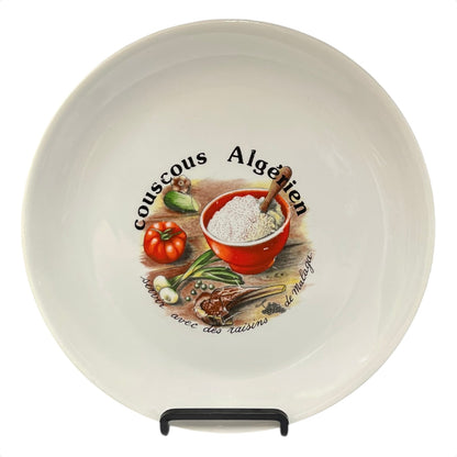 Ceramic plate with couscous Algerien design on a white background
