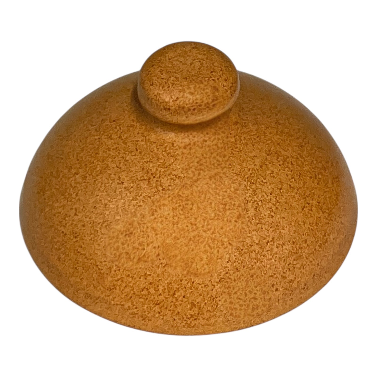 Brown ceramic dish with a lid on a white background