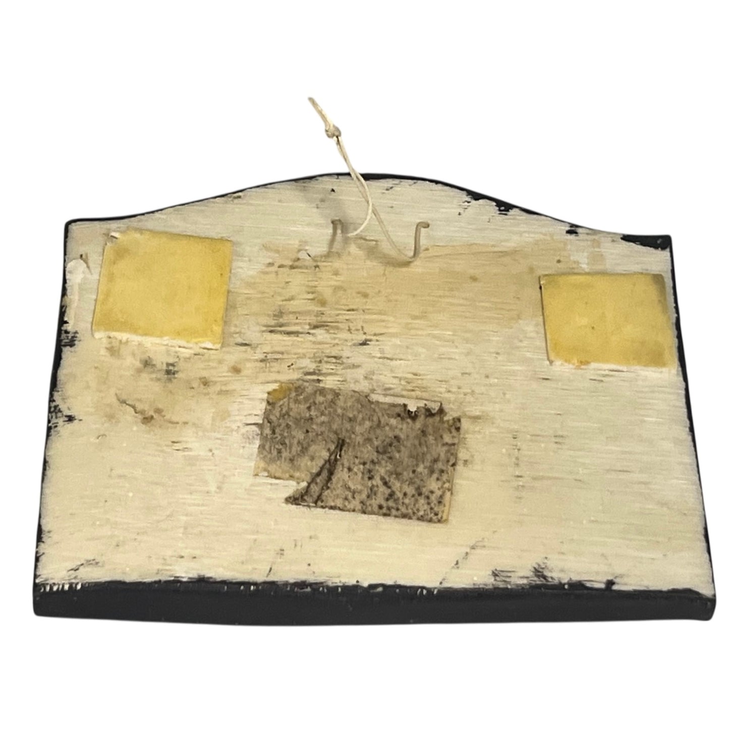 Back of a toilet door sign on a white background