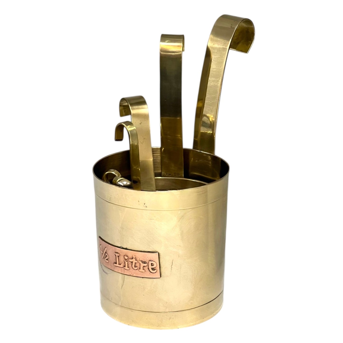 Set of 6 Vintage French Brass Cider Measuring Cups – Long-Handled Brocante Kitchen Decor