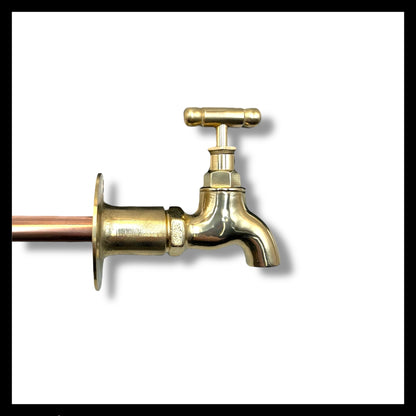 Brass Vintage Style Kitchen or Bathroom Tap, Wall Mounted ideal for Belfast Sink