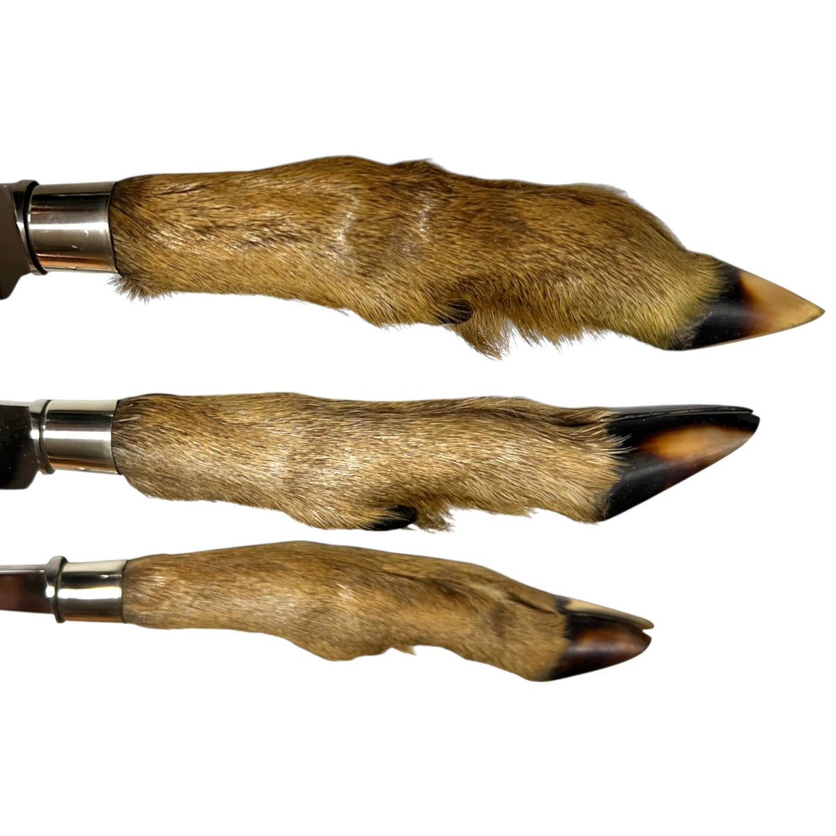 Vintage Deer Hoof Carving & Serving Cutlery Set – 3 Piece Hunting Knife Fork & Bread Knife